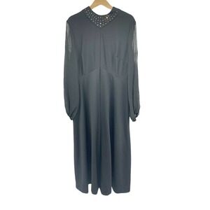 Lady Alden Shop Vintage Black Bling Maxi Long Goth Wednesday Adams Dress Size 20